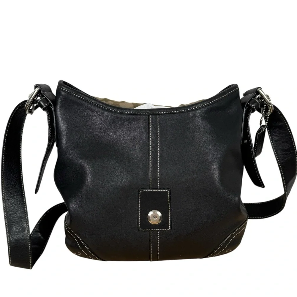 Vintage Coach Y2K 2004 Soho Black Leather Buckle Flap Shoulder Bag – Style 9480